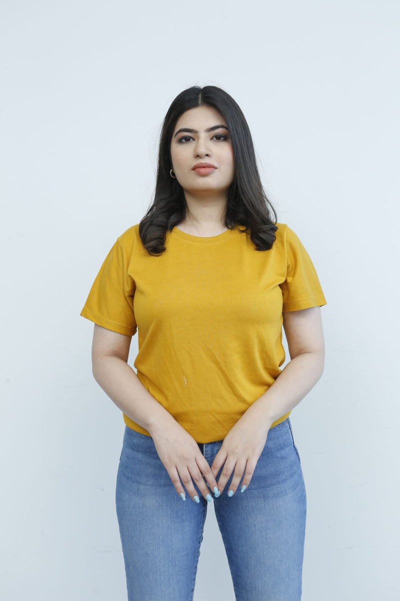 SHORT SLEEVE T SHIRT - Mustard - YK Clothing