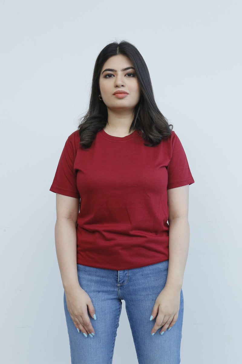 SHORT SLEEVE T SHIRT - Maroon - YK Clothing