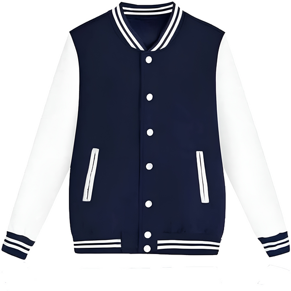 Classic Blue and White Baseball Jacket - YK Clothing