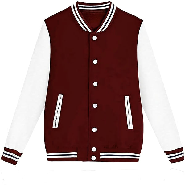 Classic Maroon Two-Tone Baseball Jacket - YK Clothing