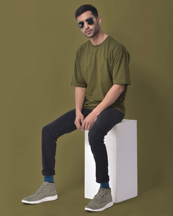 Dropshoulder Tee - Olive Green - YK Clothing