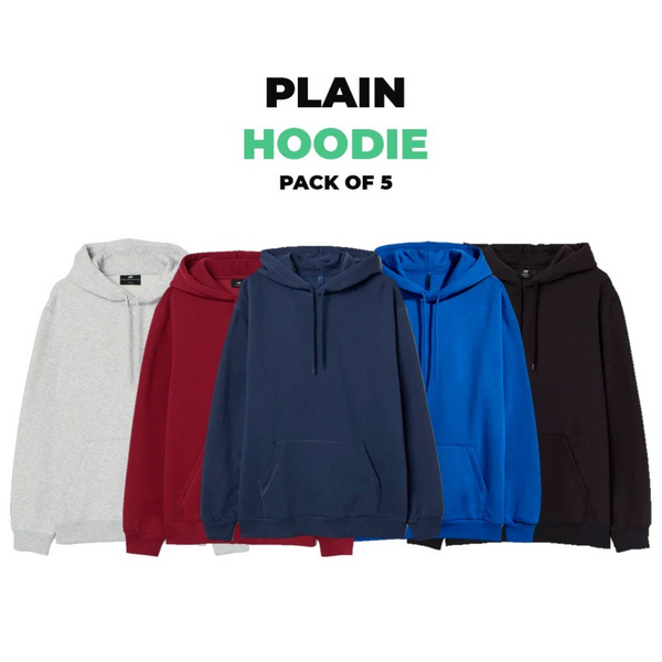 Bundle of 5 Plain Hoodie - YK Clothing