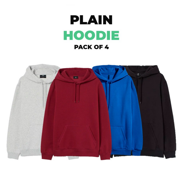 Bundle of 4 Plain Hoodie - YK Clothing