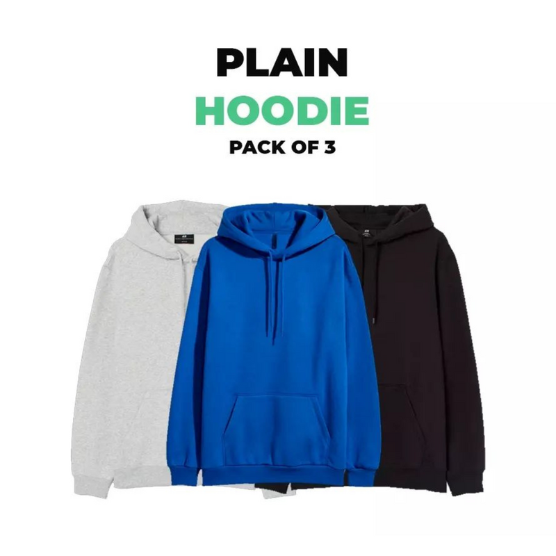 Bundle of 3 Plain Hoodie - YK Clothing