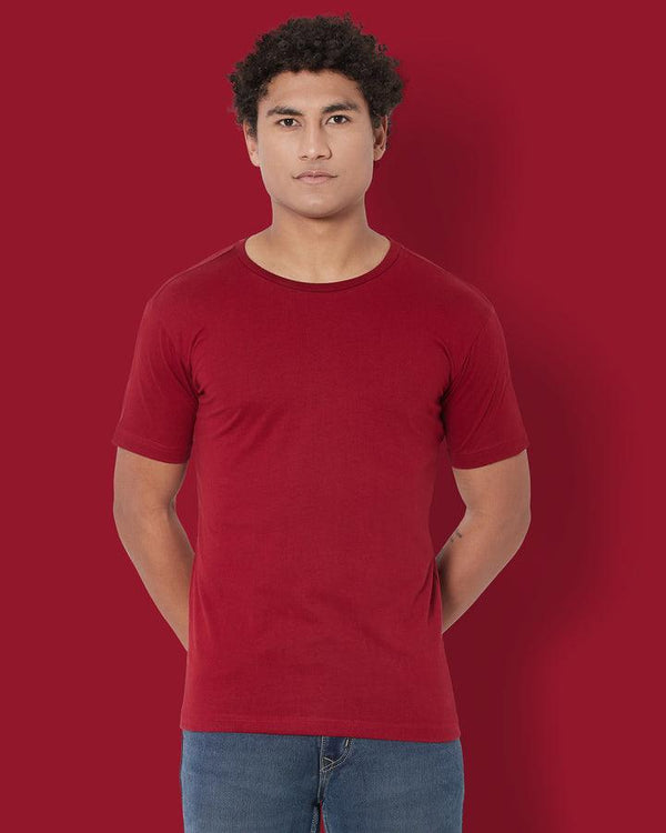 SHORT SLEEVE T SHIRT - Maroon - YK Clothing