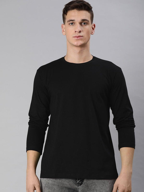 FULL SLEEVES ROUND NECK T-SHIRT - BLACK