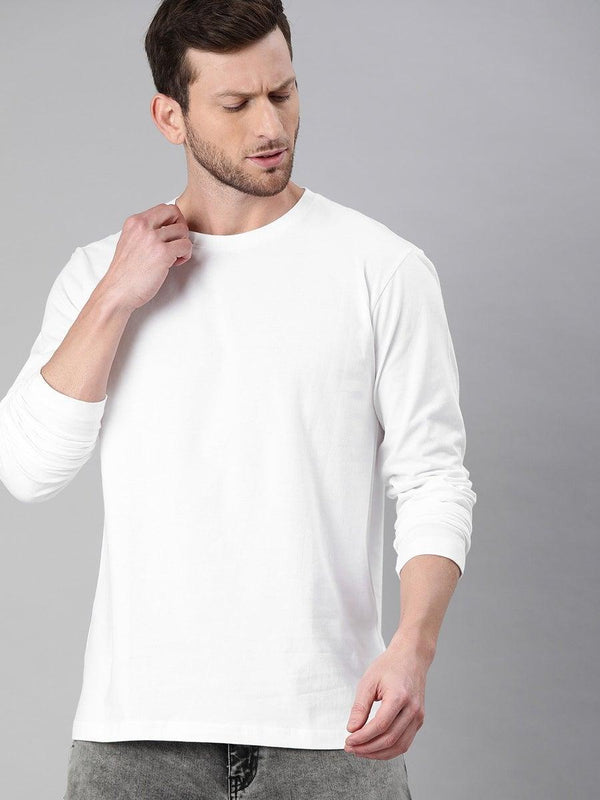 FULL SLEEVES ROUND NECK T-SHIRT - White