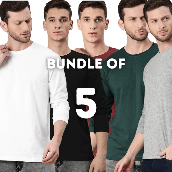 Bundle Of 5 Basic Full Sleeves T Shirt