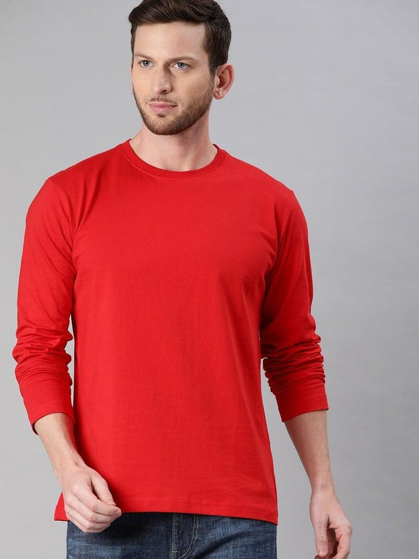 FULL SLEEVES ROUND NECK T-SHIRT - Red - YK