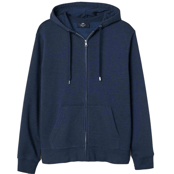 Basic Navy Blue Zipper Hoodie - YK Clothing