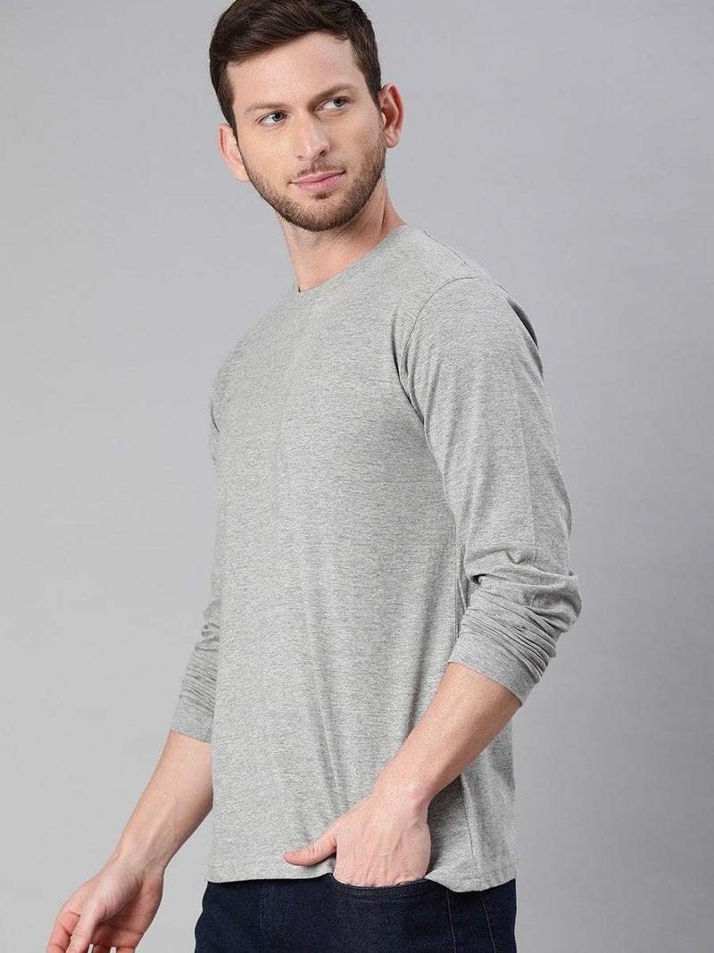 FULL SLEEVES ROUND NECK T-SHIRT - Heather Gray