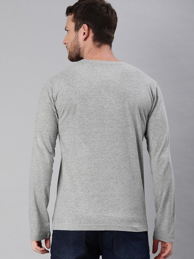 FULL SLEEVES ROUND NECK T-SHIRT - Gray - YK