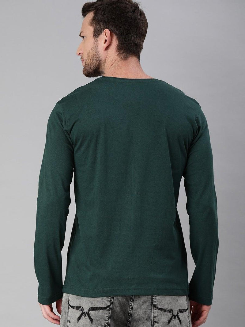 FULL SLEEVES ROUND NECK T-SHIRT - BOTTLE GREEN - YK