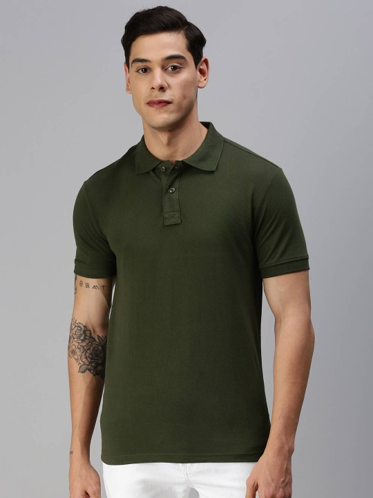 OLIVE GREEN POLO T SHIRT - YK Clothing