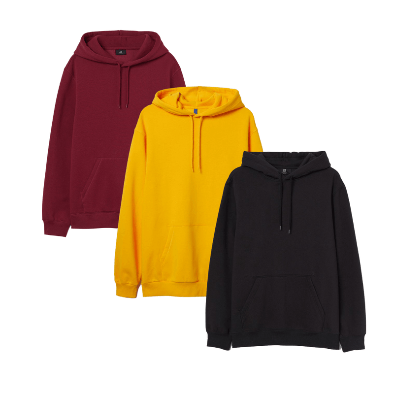 Bundle of 3 Plain Hoodie - YK Clothing