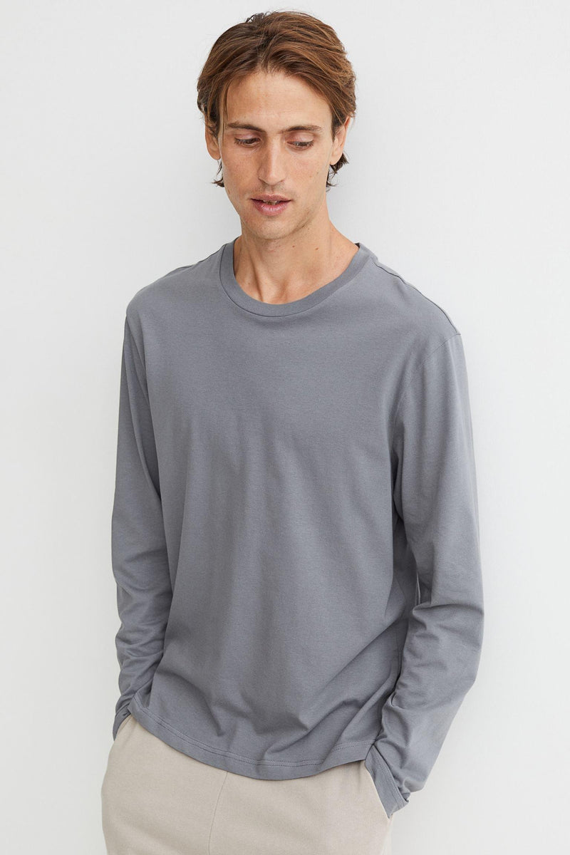 FULL SLEEVES ROUND NECK T-SHIRT - Steel Gray